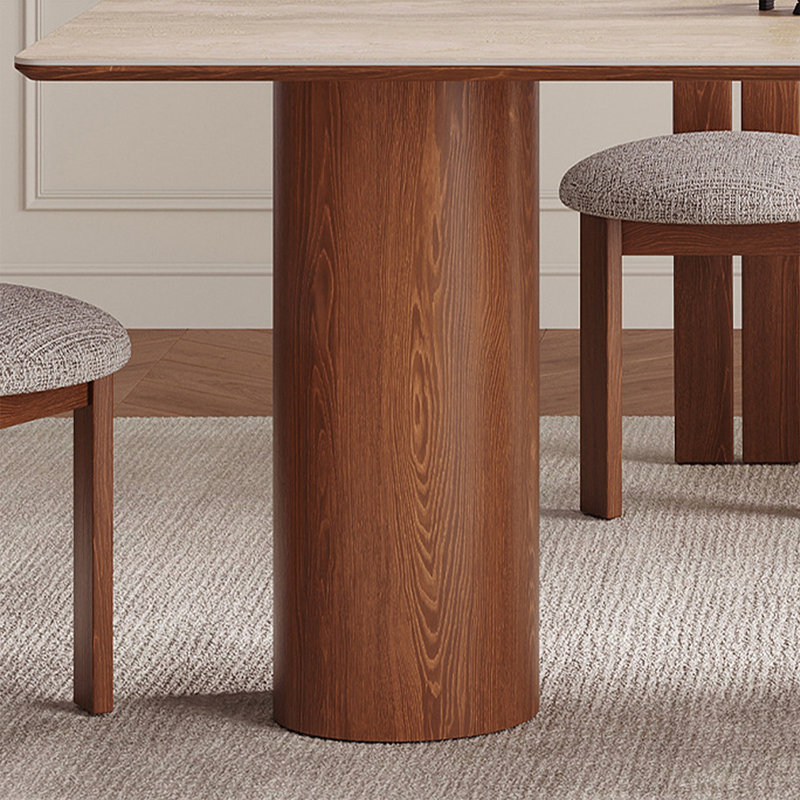Table rectangulaire blanche en pierre avec table en bois massif pour la salle à manger / cuisine