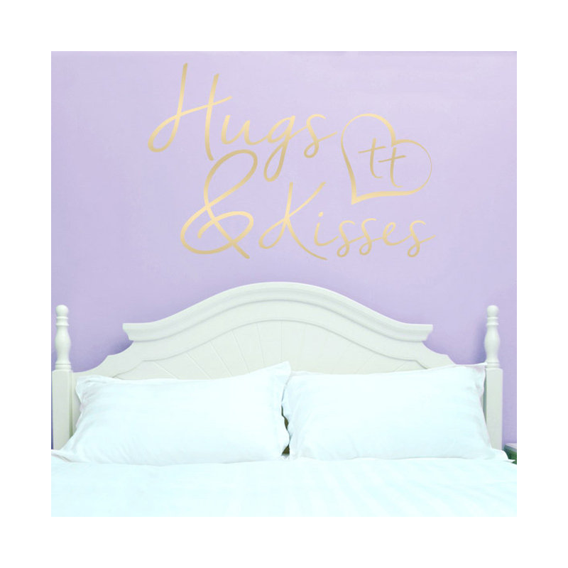 Hugs and Kisses Wall Sticker, Large, Shiny Gold