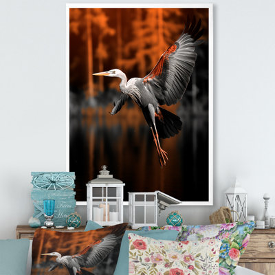 Reproduction d'art sur toile, "Heron gracieux en automne II" par Lazavier