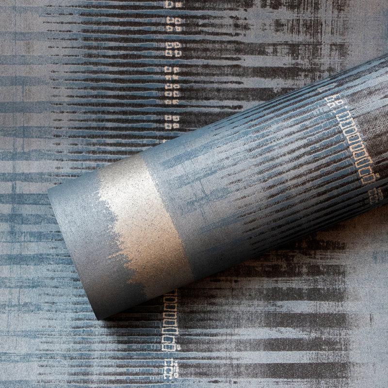 Hermes Smooth Metallic Stripe 10M X 53Cm Wallpaper Roll, Midnight Blue