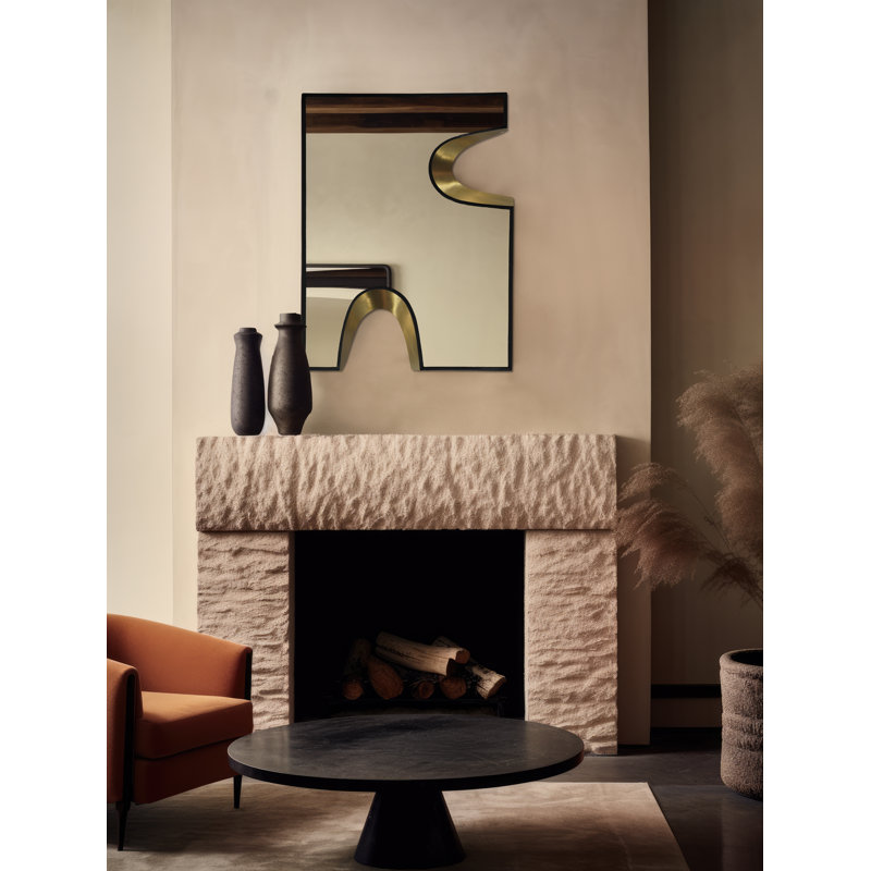 Soleil Bulow Rectangle Wall Mirror, 38" x 28", Black/Gold