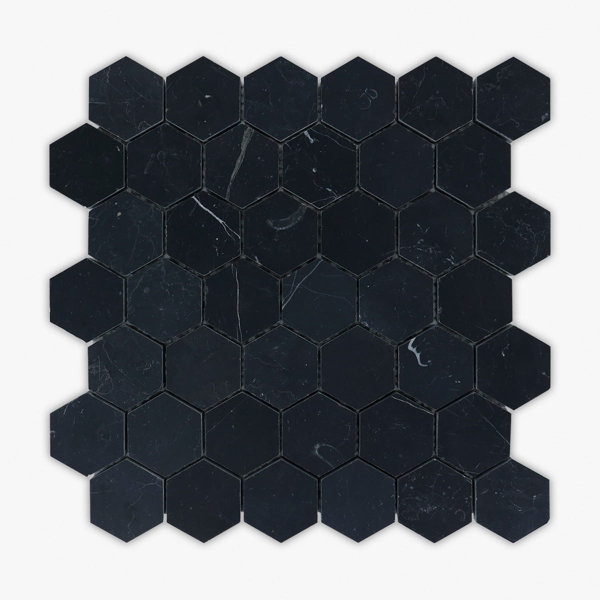 Nero Marquina 12" x 12" Marble Honeycomb Mosaic Wall & Floor Tile