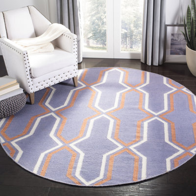 Tapis en laine / coton tissé à la main à plat Rodgers - mauve / orange