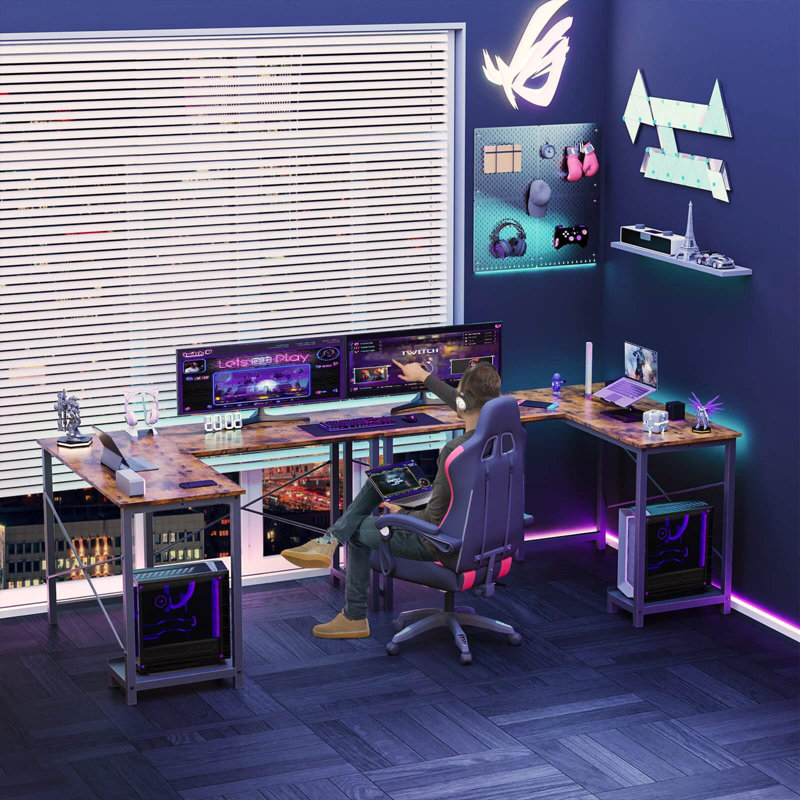 Bureau de jeu en L, Brun