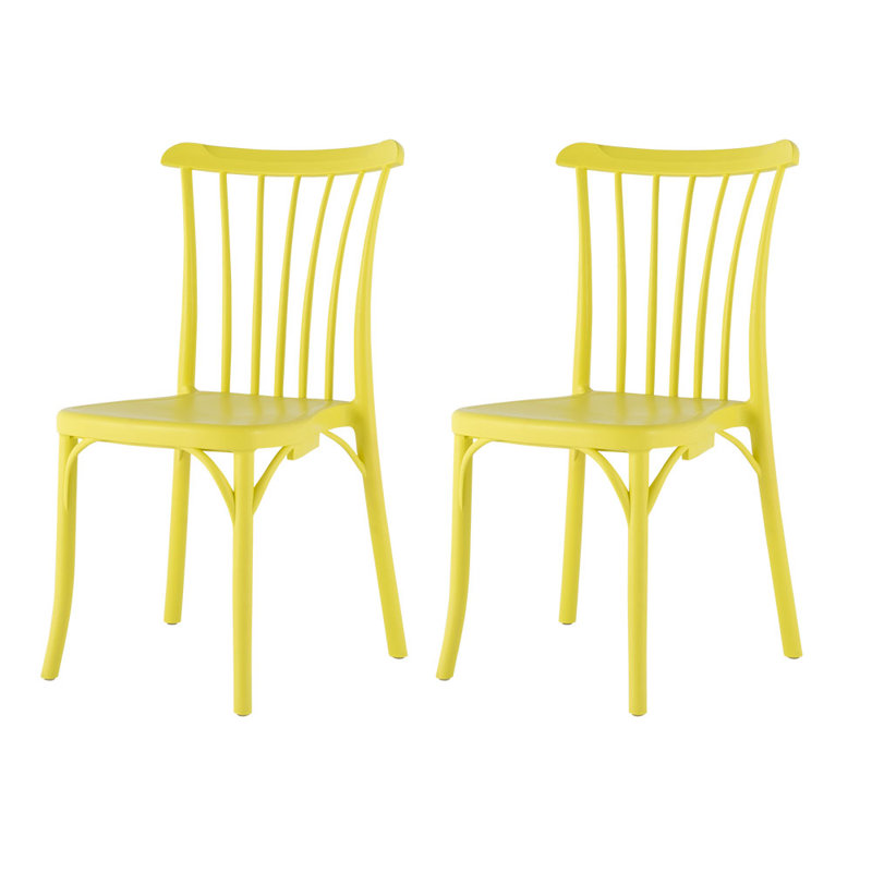 Guthfast Slat Back Resin Stacking Side Chair, Yellow