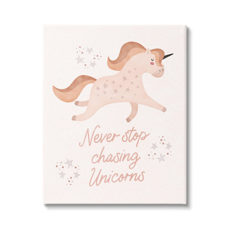 «Never Stop Chassing Unicorns» par Nina Blue - impression, H 20 po x l 16 po x P 1,5 po, Toile tendue