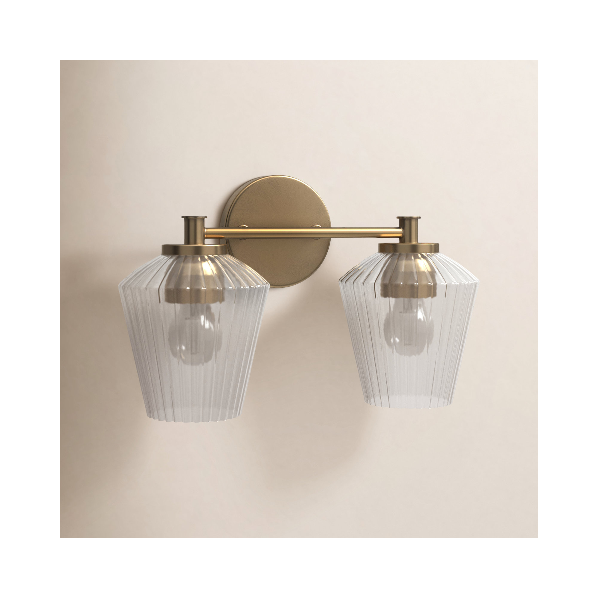 Depner 2 Light Ribbed Dimmable Vanity Light, Brass