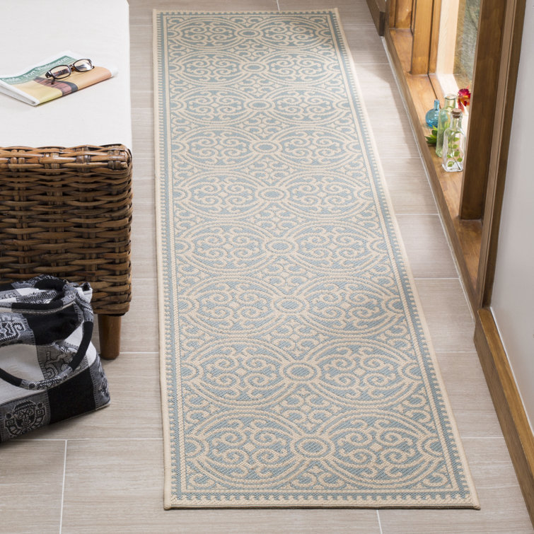 Tapis crème / turquoise Burnell Ikat