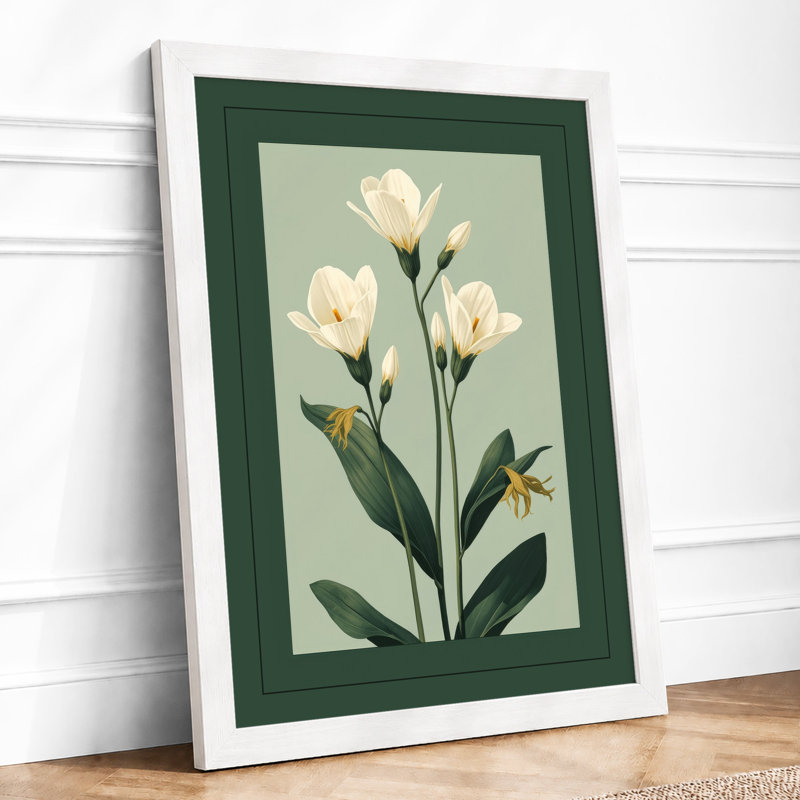 Pale Blooms Study Botanical - Framed Print, A3 - 42.0 x 29.7 cm, White