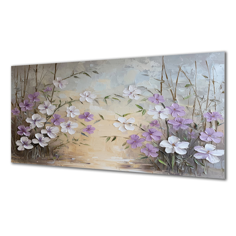 «Minimalist Lavender Horizon», reproduction d'art traditionnelle en métal, art mural en métal lavande, H 28 po x l 60 po