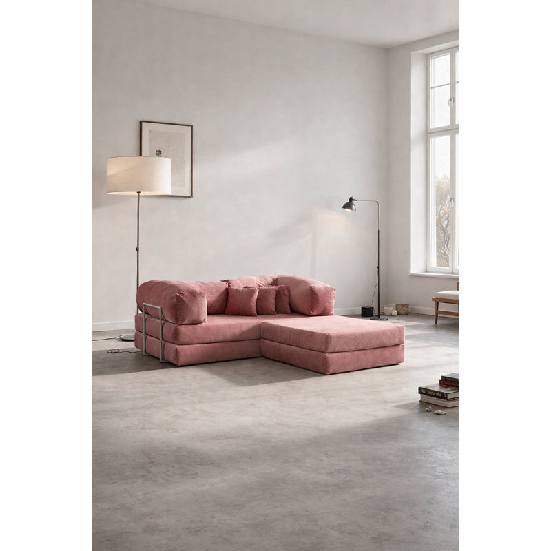 Canapé modulaire en velours Blush, Rosé