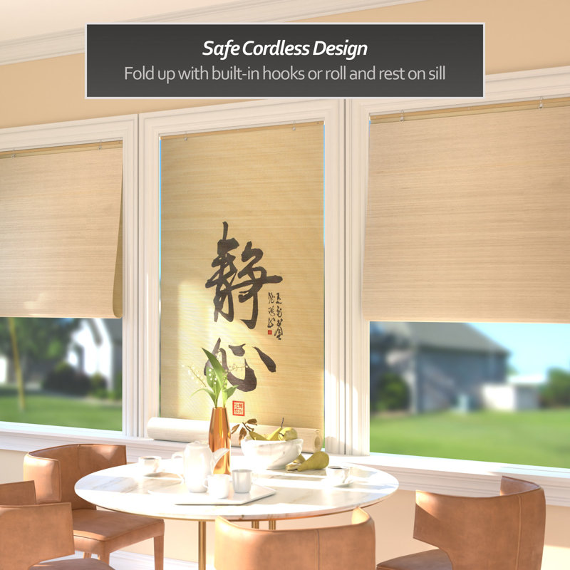 Bamboo Window Shade Blind - Calligraphy 36" W, 36"W x 72"L