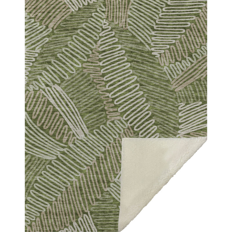 Jeté floral Sherpa ASB904 Addison, Olive
