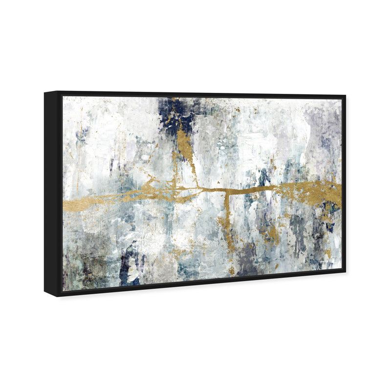 Abstract Ocean Divide - Impression sur toile, H 36 po x l 54 po, Cadre flottant noir