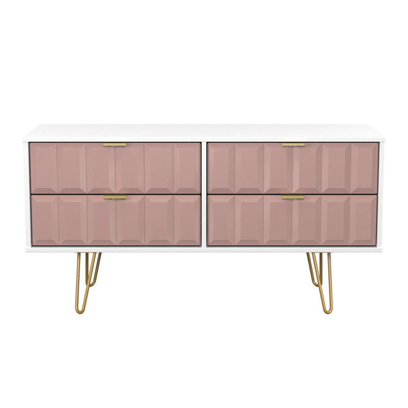 Allem 115cm W 4 - Drawer Chest of Drawers, Kobe Pink/White