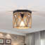 Plafonnier encastré hexagonal en bois rustique 1 lumière