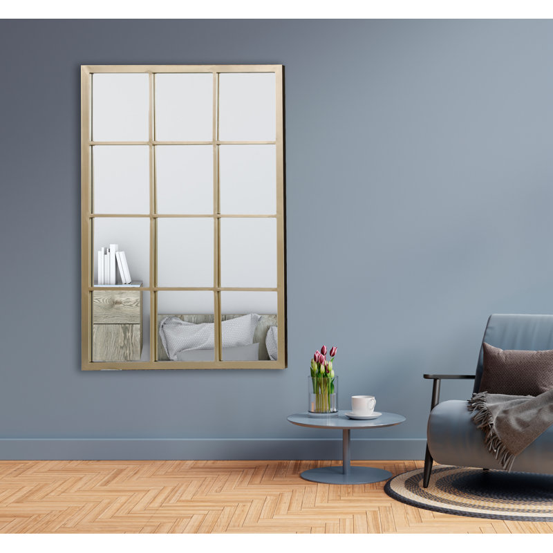 Egberto Rectangular Window Pane Wall Mirror, 36" x 28", Gold
