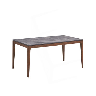 Sophisticated Engineered Stone Top & Walnut Finish Dining Table For Stylish Spaces