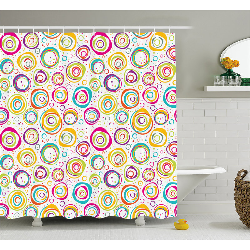 Rideau de douche simple spirale et pointillé pour enfants Judy, H 69 po x l 105 po