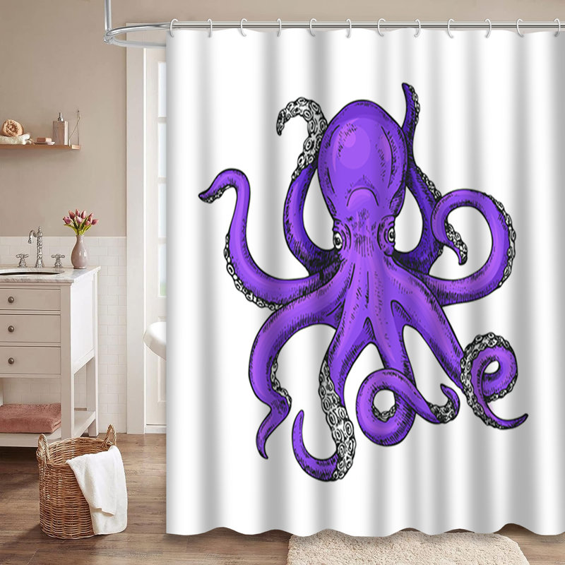 Rideau de douche Octopus Marine Kraken, L 72 po x l 78 po