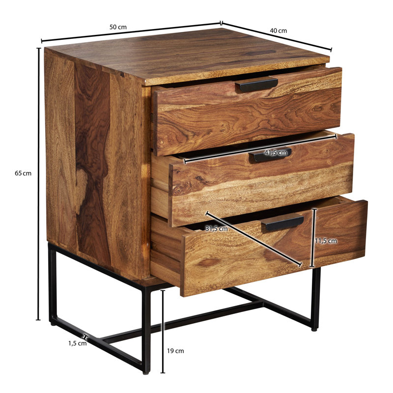 Adriann 50cm W Iron Bedside Table