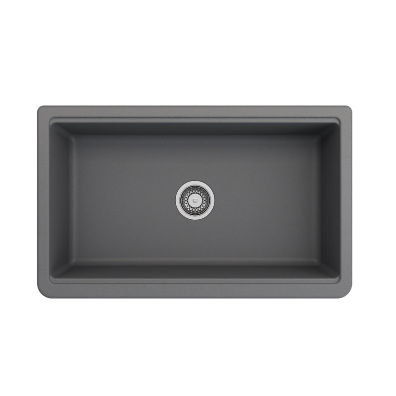 Arona 33'' L Single Basin Kitchen Sink, Concrete Gray