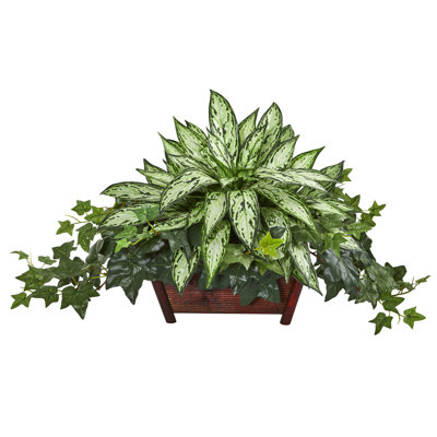 17'' Faux Foliage Plant in Wood Basket