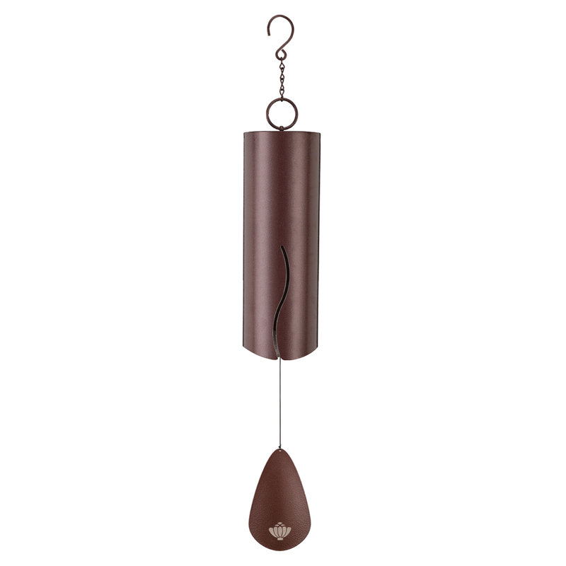 Amayah 28" Classic Steel Outdoor Hanging Wind Bell with Decorative Accents and Integrated Hanging Hook - Patina, Patina