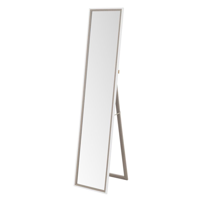 Rectangle Floor Mirror, White/Gray