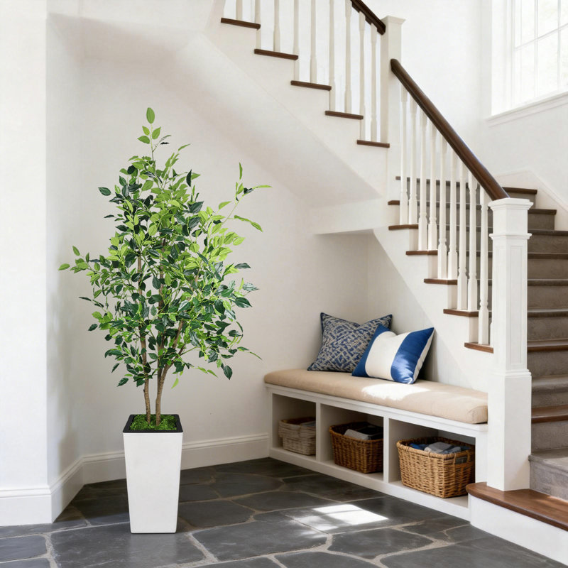 Ficus benjamin artificiel 6 pi Evergreen, 72 po x 9 po