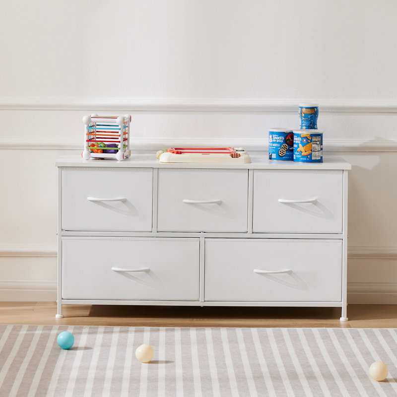 Kathiria 39.4"W 5 Drawer Small Dresser, Kid Dresser, White