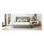Lit plateforme tapissier en velours avec tête de lit à oreilles, 1 grand tiroir et 2 tabourets de rangement latéraux (gris)-144642424
