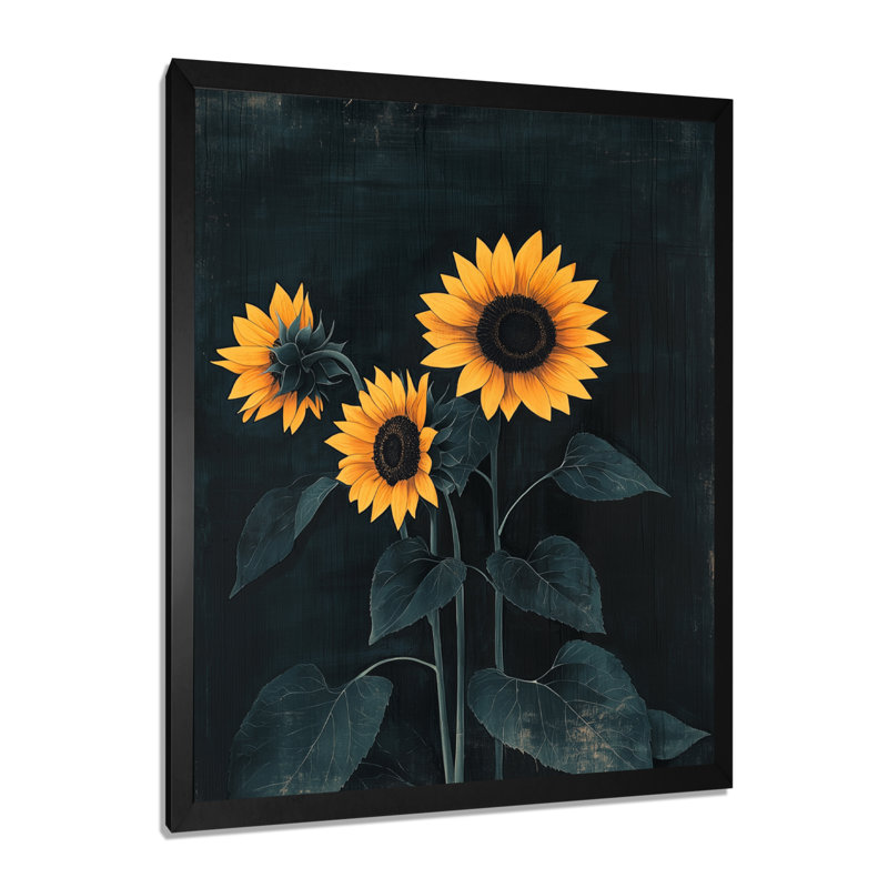 Impression sur toile florale, "D craint", Noir, H 20 po x l 12 po, Reproduction encadrée d'une seule photo