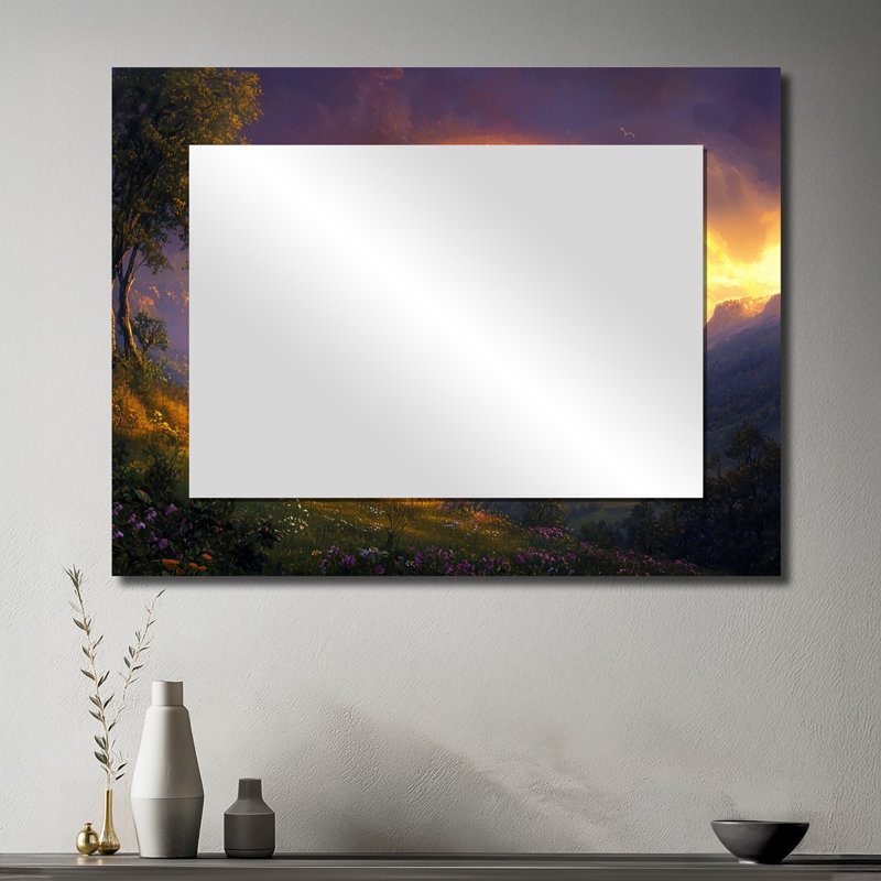 Countryside Rainbow Over The Orchard II - Landscapes Mirror For Wall Art Decor - Printed On Metal, 30" x 40"