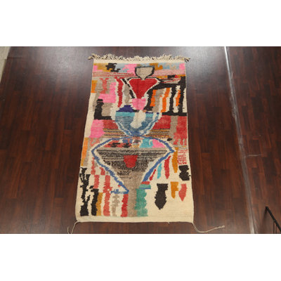 Tapis multicolore noué à la main de conception unique 4 pi 11 po x 8 pi 6 po