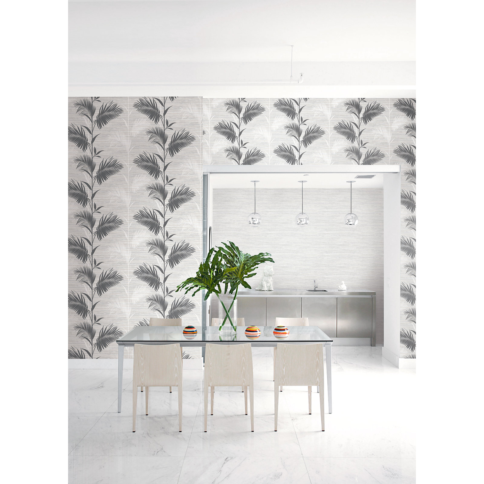 Paonia Modern Floral Wallpaper, Black