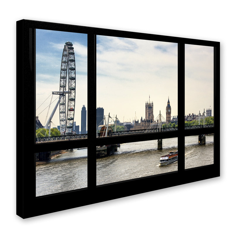 « window view river thames 4 », reproduction de photo sur toile tendue encadrée