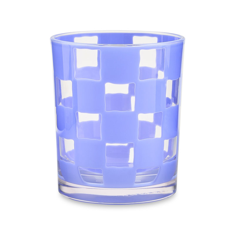 Blue Check Acrylic Tumblers, Blue/Clear