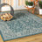 Haupt Vine and Border Textured Weave Teal/Gray Indoor/Outdoor Rug-73507635