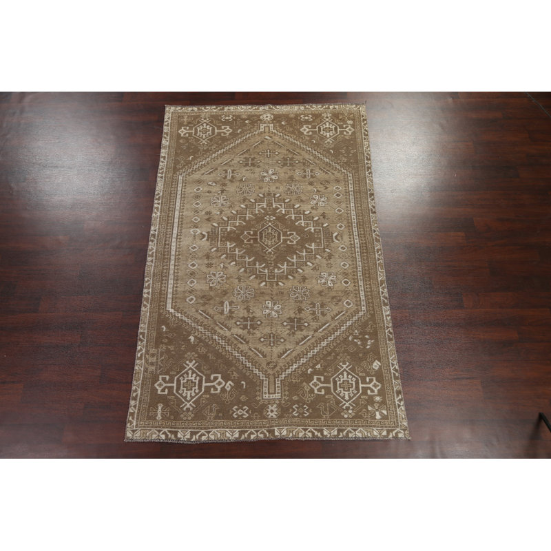 Tapis persan Shiraz en laine antique noué à la main 6 x 9