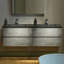 Ensemble de meuble-lavabo mural flottant gris l 59 po x P 19-5 / 8 po avec comptoir en composite sable noir Quartz-87768961