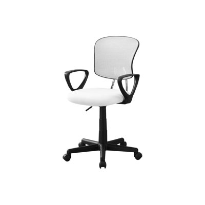 Chaise de bureau contemporaine pour - Siège rembourré, pivotant, filet blanc, bureau ergonomique en métal noir réglable, respirant