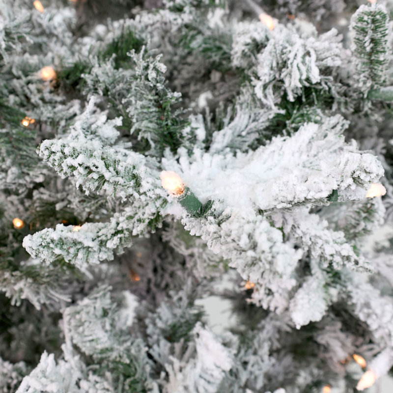 Fraser Hill Farm 10-Ft. Flocked Mountain Pine Christmas Tree With Smart String Lighting, FFMP010-3SN, 7.5' H