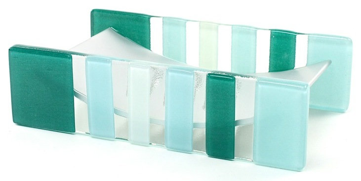 Pinehur Glass Soap Dish Bathroom Tray Tumbler, Green