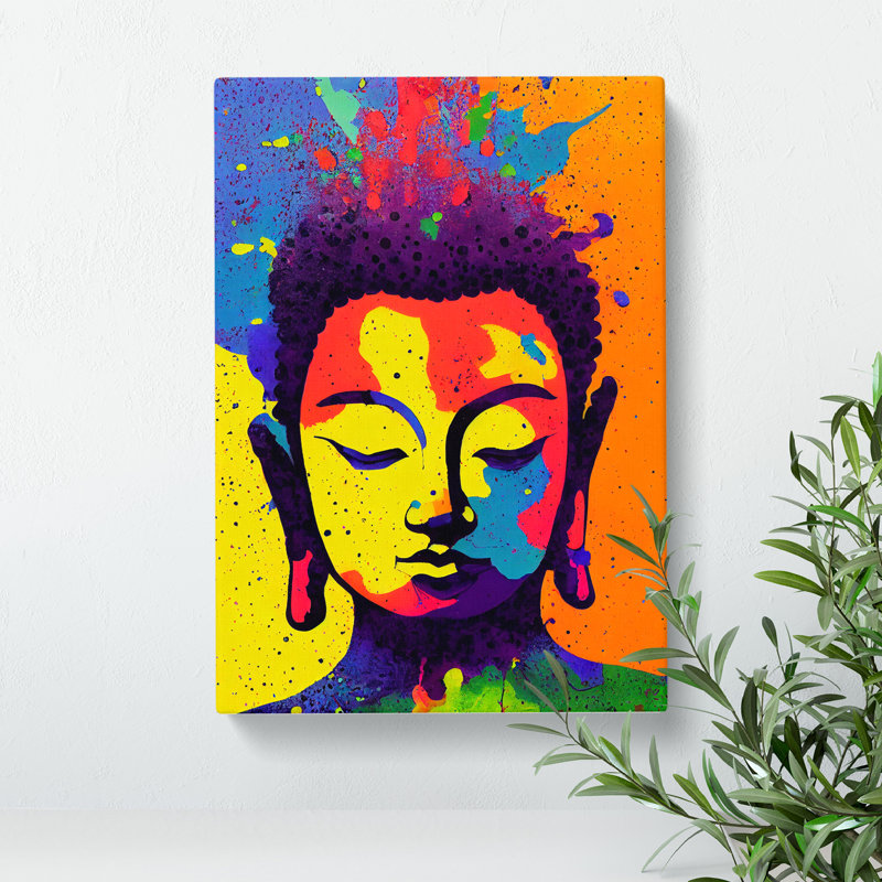 Buddha Splashed No.3 - Wall Art, Wrapped Canvas, 50cm H x 35cm W x 3cm D, No Matte