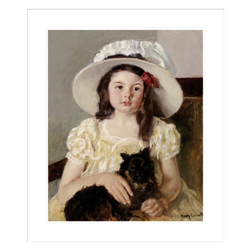 Francoise tenant un petit chien noir par Mary Cassatt, H 27,49 po x l 23,5 po
