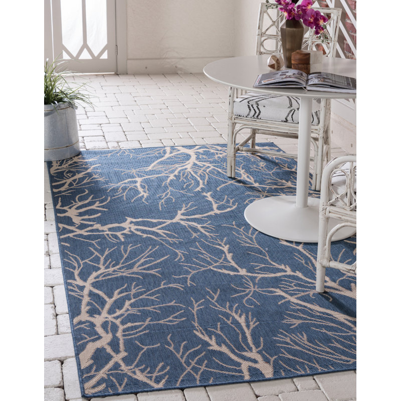 Tapis bleu intérieur / extérieur Andover, Rectangle 9 pi x 12 pi