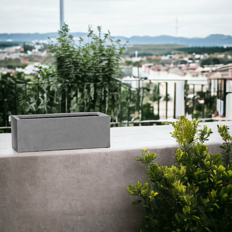Magda Handmade Planter Box, 8" H x 20" W x 8" D, Gray