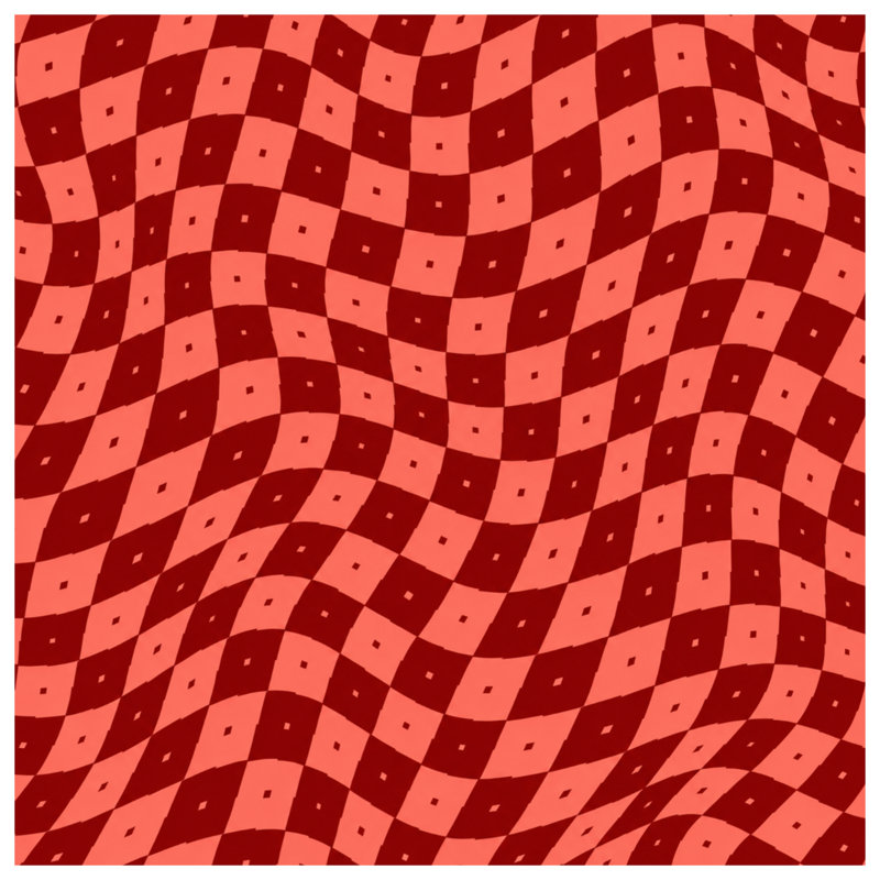 Red Wavy Checkered Quilted Bedspread All Sizes, Queen