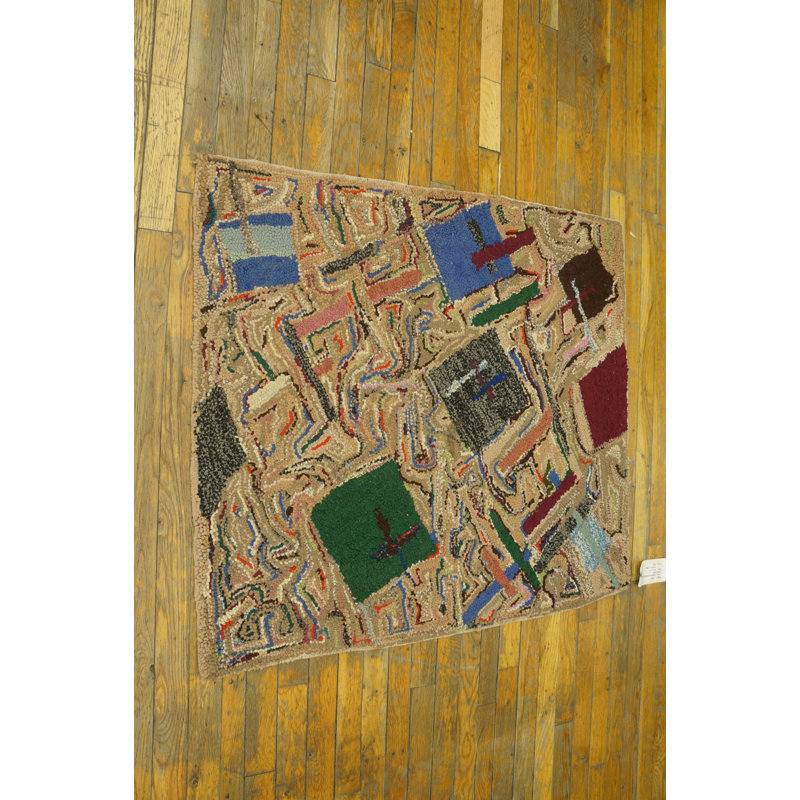 Hand Knotted Wool Geometric Area Rug in Multicolored
